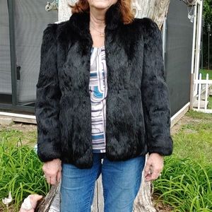 Small black dyed rabbit fur coat